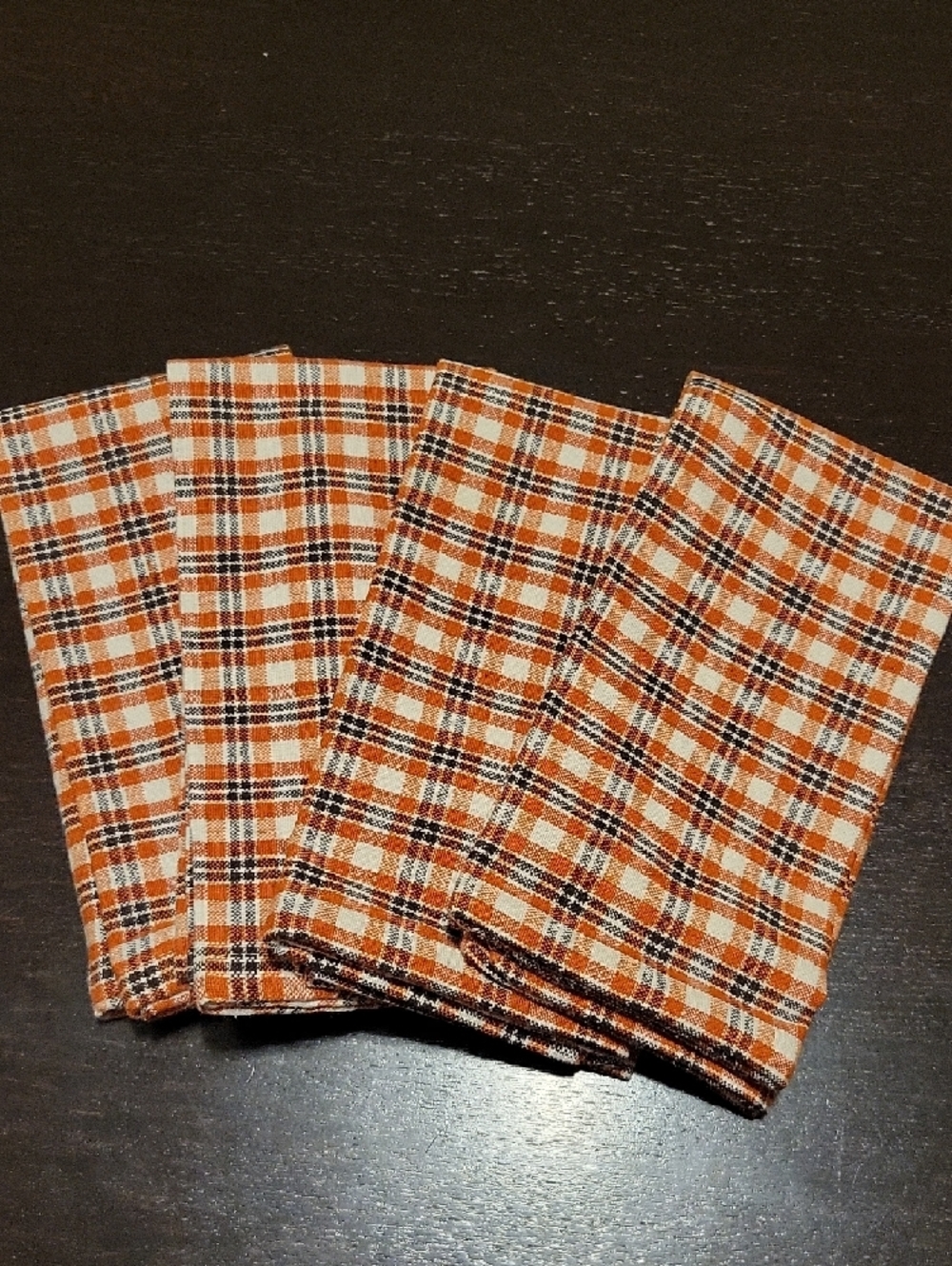 Orange and White Plaid 100% Cotton Napkin (Set of 4)